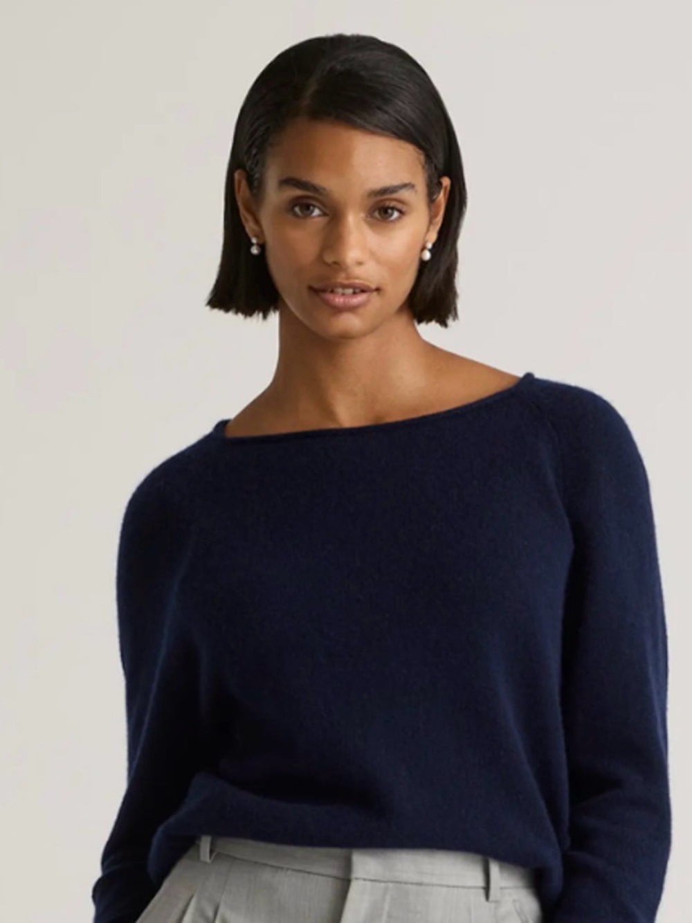 S Quince Black Cashmere Boatneck Women's Sweater